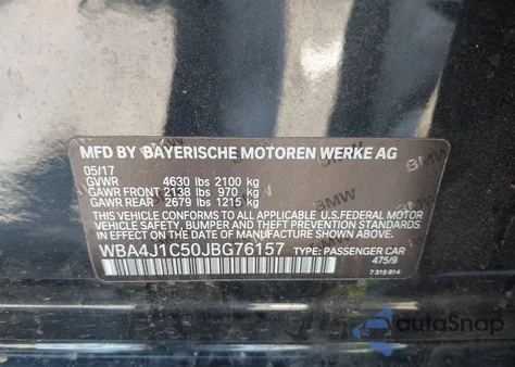 2018 BMW 430I Gran Coupe from USA, damaged, VIN WBA4J1C50JBG76157